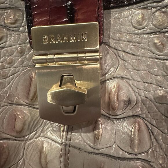 Brahmin Elisa Satchel Shoulder Bag Handbag Large Leather Removable Strap - Picture 3 of 9